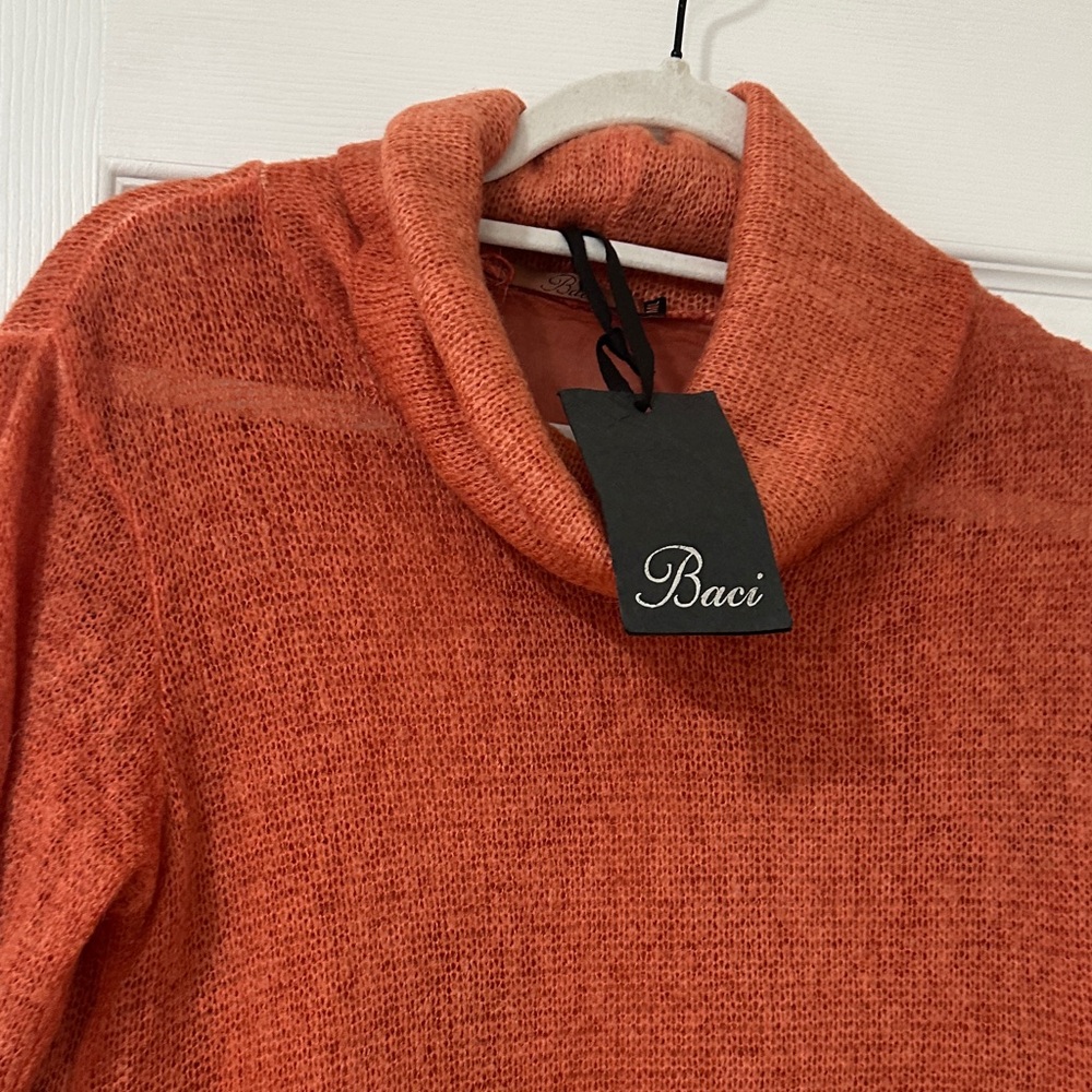 Baci Women's Cowl Neck Sweater in Warm Orange